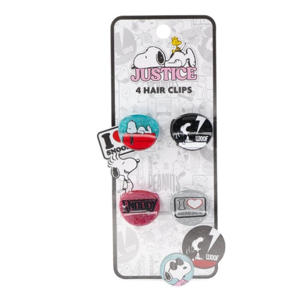 Justice Peanuts Snoopy 4-Piece Mini Claw Clip Set